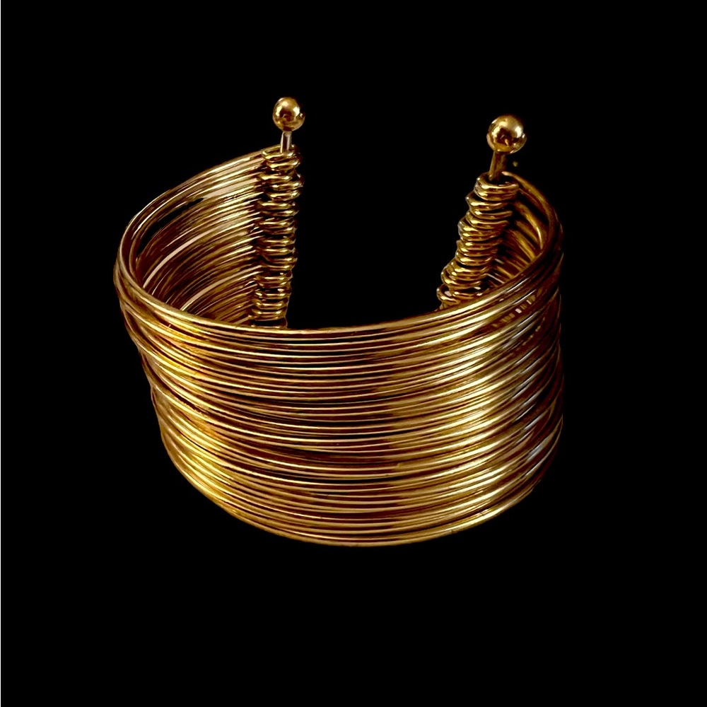 Multilayer Open Structure Designed Gold Tone Bang… - image 1